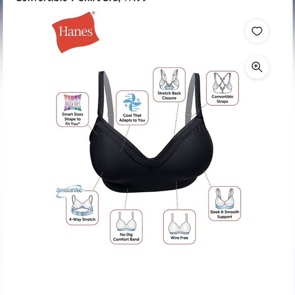 Hanes Bra Signature Women's Smooth Comfort Wireless
Convertible Sz XXXL - Picture 10 of 11